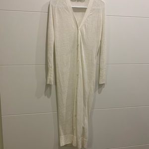 Long COS brand linen duster cardigan